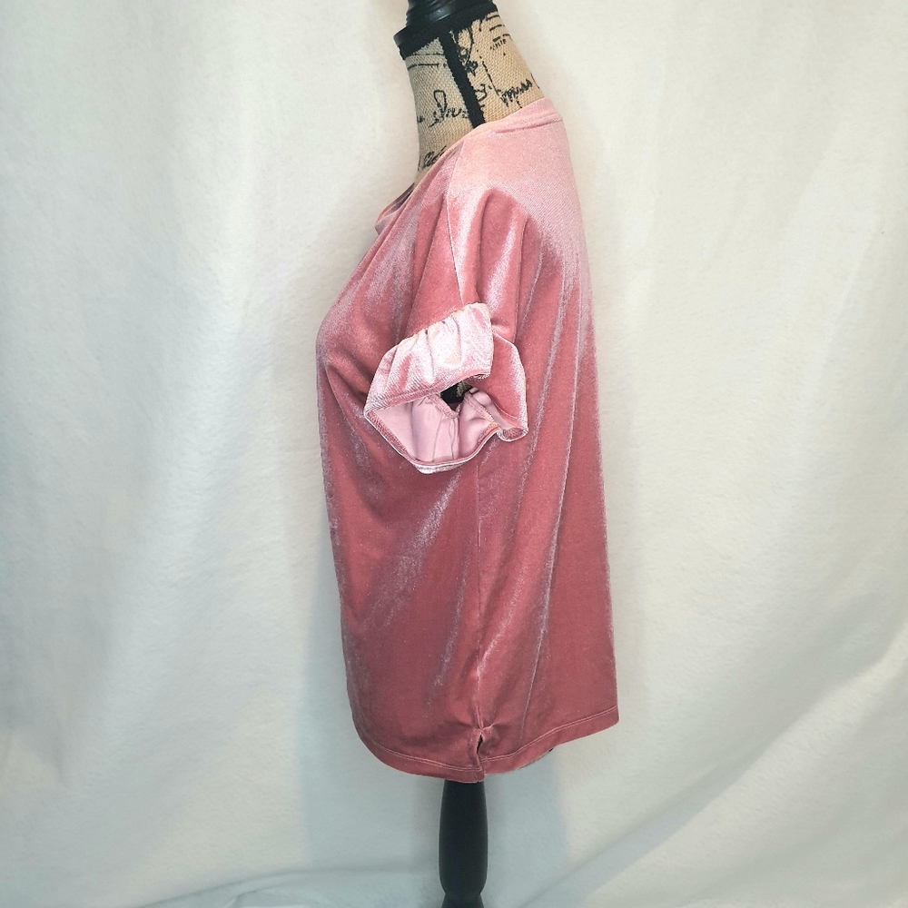 Women's Old Navy Women's Top XS Pink Velvet Glitter - Picture 2 of 9